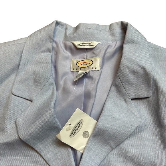 NWT TALBOTS Women’s Vintage Rayon Linen Short Sleeve Button Down Blazer in Blue - Picture 2 of 8